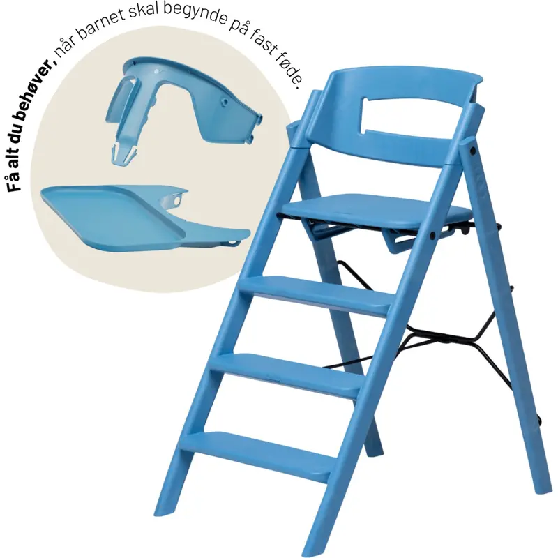 Kaos Swedish Blue Klapp High Chair Recycled With Klapp® Safety Rail & Tray Bundle 1
