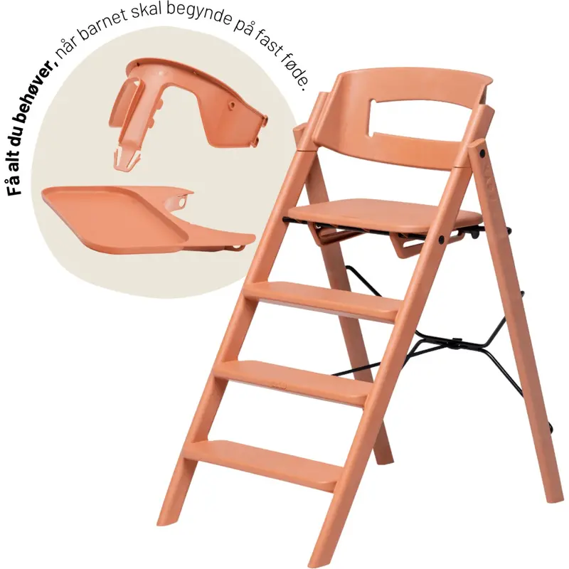 Kaos Terracotta Pink Klapp High Chair Recycled With Klapp® Safety Rail & Tray Bundle 1