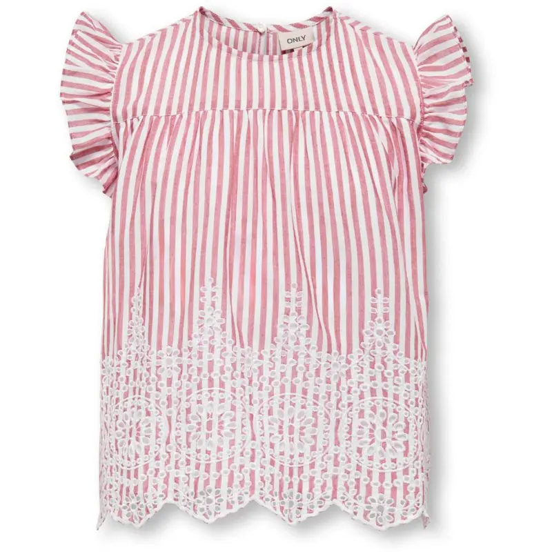 Kids Only Barbados Cherry Cloud Dancer Kogbondi Life S/L Emb Frill Top Wvn 1