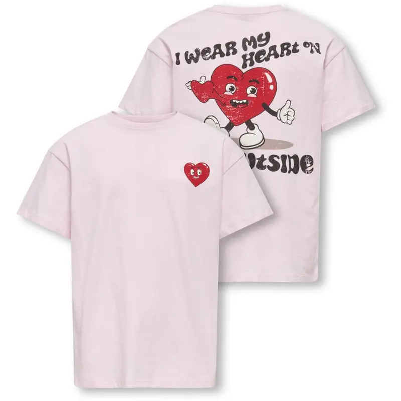 Kids Only Barely Pink Heart Kogeros Life S/S Loose Print Top Jrs 1