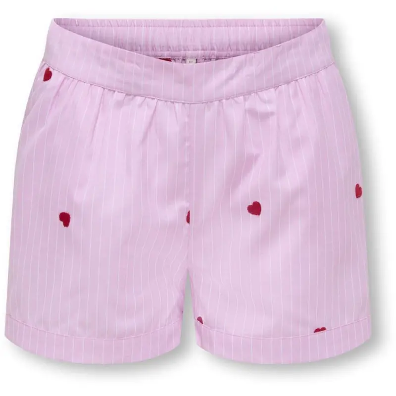 Kids Only Begonia Pink Cloud Dancer/Emb Red Hearts Kognew Lina Stripe Emb Shorts Wvn 1