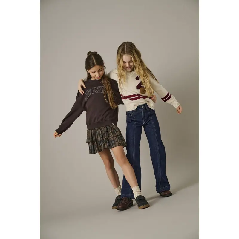 Kids Only Birch Badge/Cabernet Kogjanny Life L/S Varsity V-Neck Knt 2