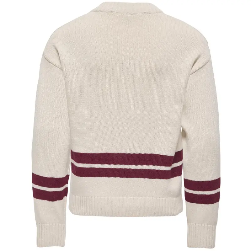 Kids Only Birch Badge/Cabernet Kogjanny Life L/S Varsity V-Neck Knt 3