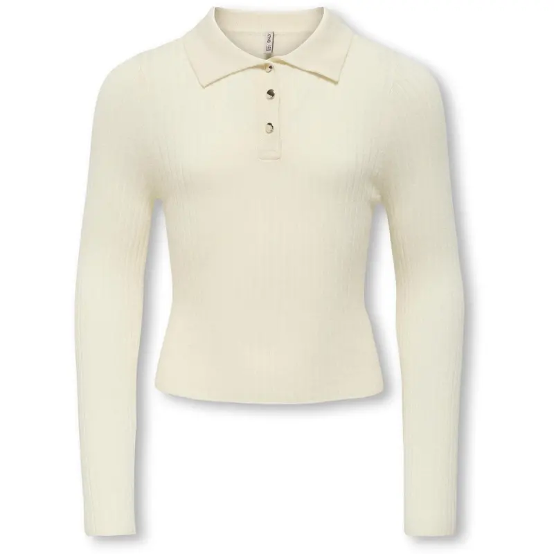 Kids Only Birch Gold Button Kogmila Ls Rib Button Polo Neck Cp Knt 1
