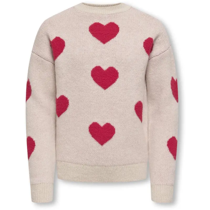 Kids Only Birch Salsa Hearts Kognaja L/S Flower Pullover Knt 1
