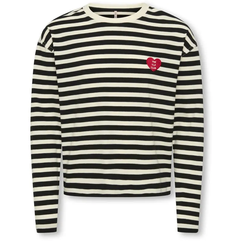 Kids Only Black Cloud Dancer/Detail Heart High Risk Red Koglivina L/S O-Neck Stripe Top Jrs 1