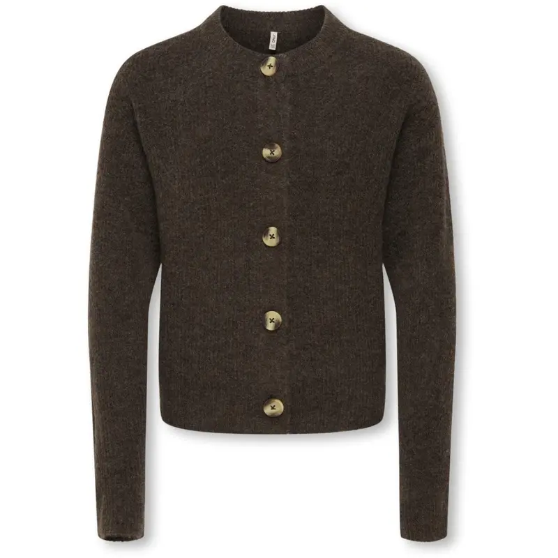 Kids Only Black Coffee Melange Kogcamilla O-Neck L/S Cardigan Knt 1