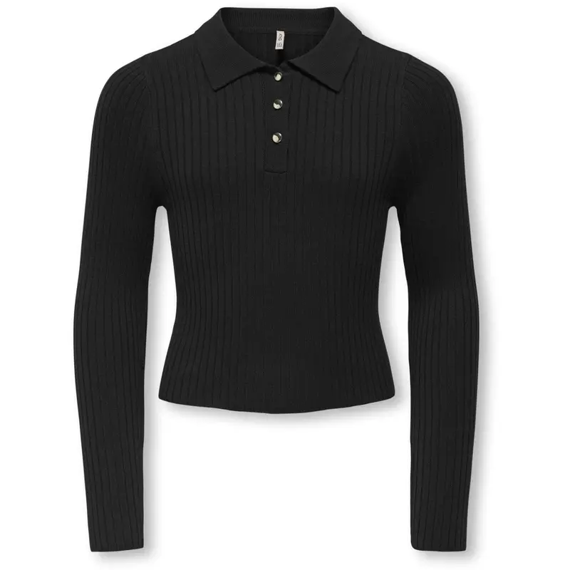 Kids Only Black Gold Button Kogmila Ls Rib Button Polo Neck Cp Knt 1
