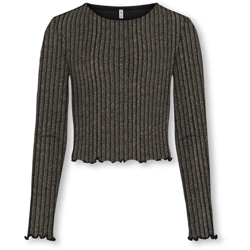 Kids Only Black Lurex Light Gold/Silver/Wide Stripe Kogqueen L/S Glitter Top Bf Jrs 1