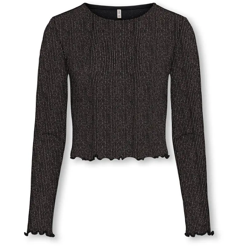 Kids Only Black Lurex Rose Gold/Stripe Kogqueen L/S Glitter Top Bf Jrs 1