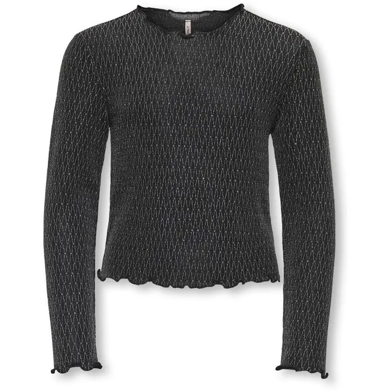 Kids Only Black Lurex Silver/Harlekin Kogqueen L/S Glitter Top Bf Jrs 1