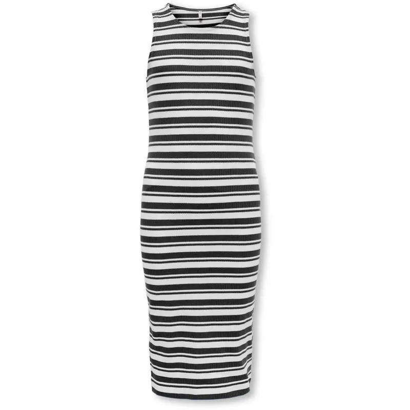Kids Only Black Mix White Stripes Kogbelfast Life Stripe Sl Midi Dress Jrs 1