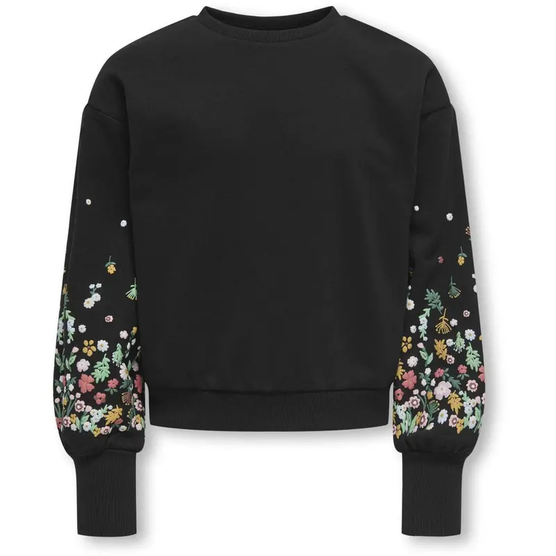 Kids Only Black Sleeve Flower Kogbrooke L/S O-Neck Flower Swt Noos 1