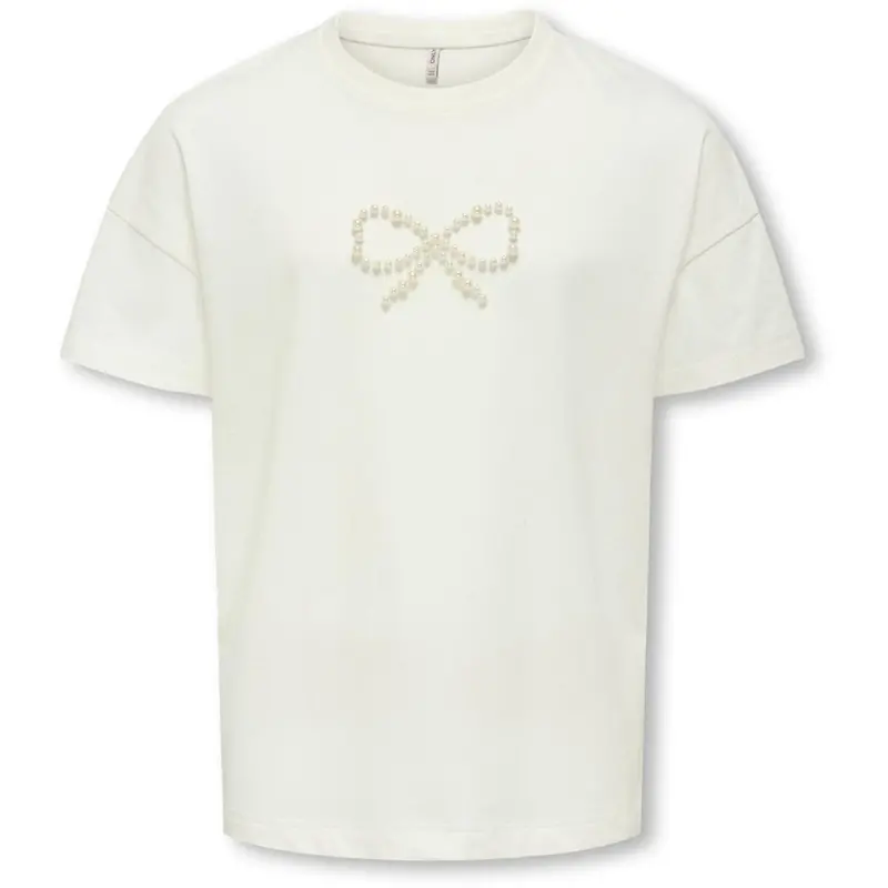 Kids Only Cloud Dancer Bow Kogkate Life Ss O-Neck Pearl Top Jrs 1