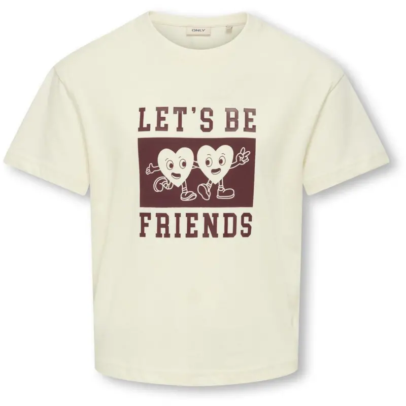 Kids Only Cloud Dancer Friends/Cabernet Koggitta S/S Boxy Printed Top Jrs 1