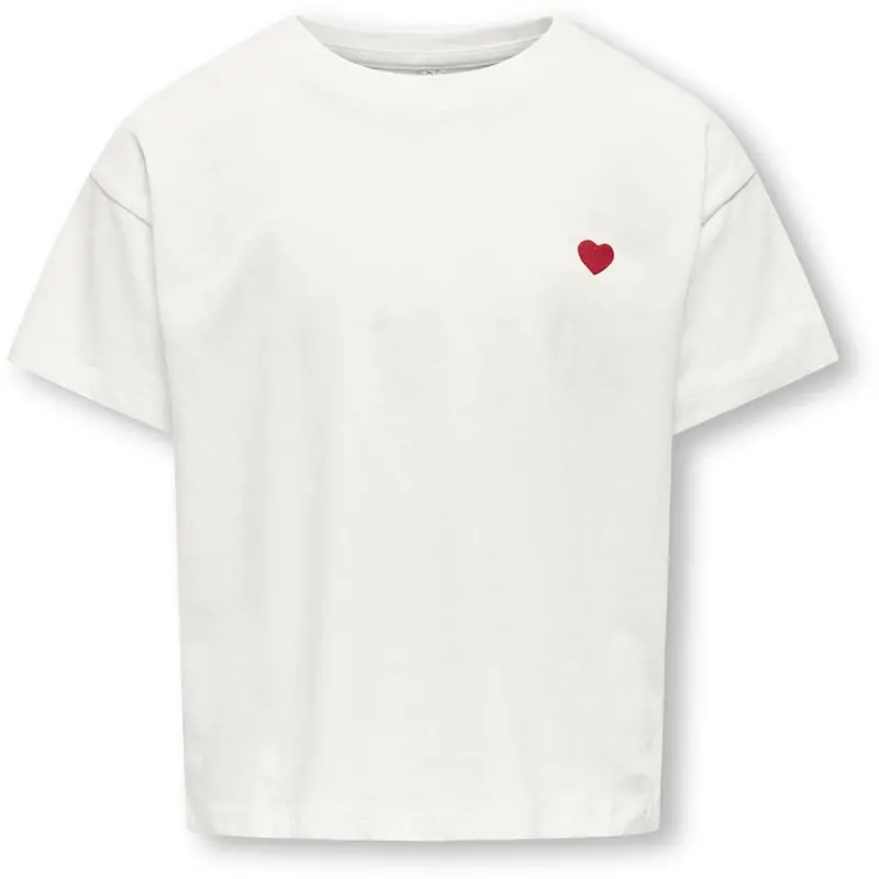 Kids Only Cloud Dancer Heart Emb./Equestian Red Kogmaiken Life Cropheart Ss Top Jrs Noos 1