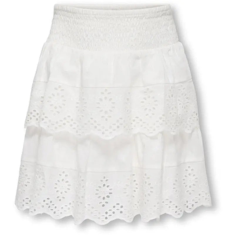 Kids Only Cloud Dancer Koglou Life Emb Layered Skirt Wvn 1
