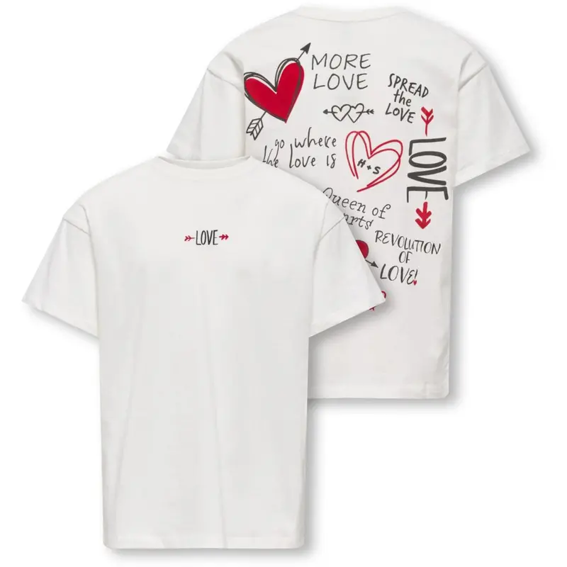Kids Only Cloud Dancer Love Kogeros Life S/S Loose Print Top Jrs 1