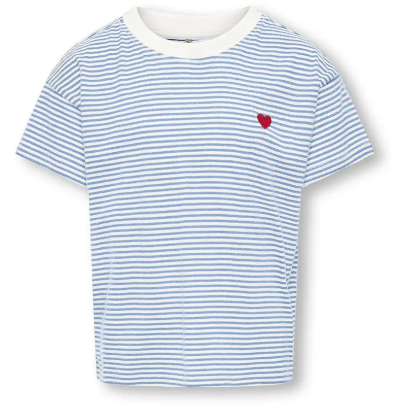 Kids Only Cloud Dancer Open Air Y/D Stripes / Red Heart Kogpisa Maiken Life Crop Ss Onl Jrs Noos 1