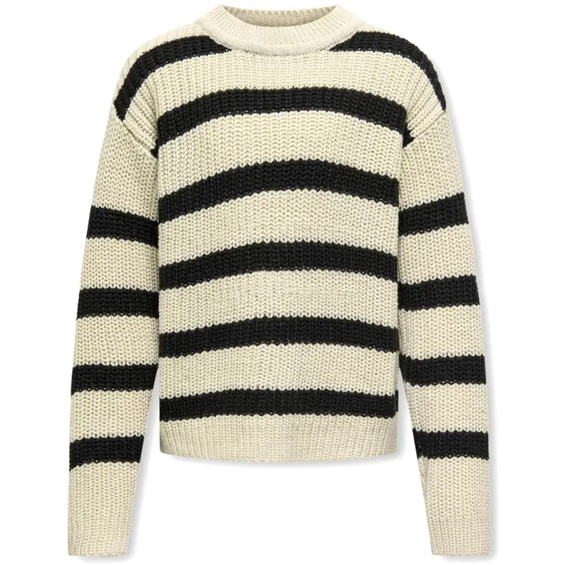 Kids Only Eggnog Black Kogjusty L/S Stripe Pullover Knt Noos 1