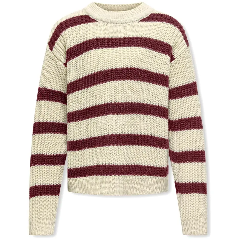 Kids Only Eggnog Cabernet Kogjusty L/S Stripe Pullover Knt Noos 1