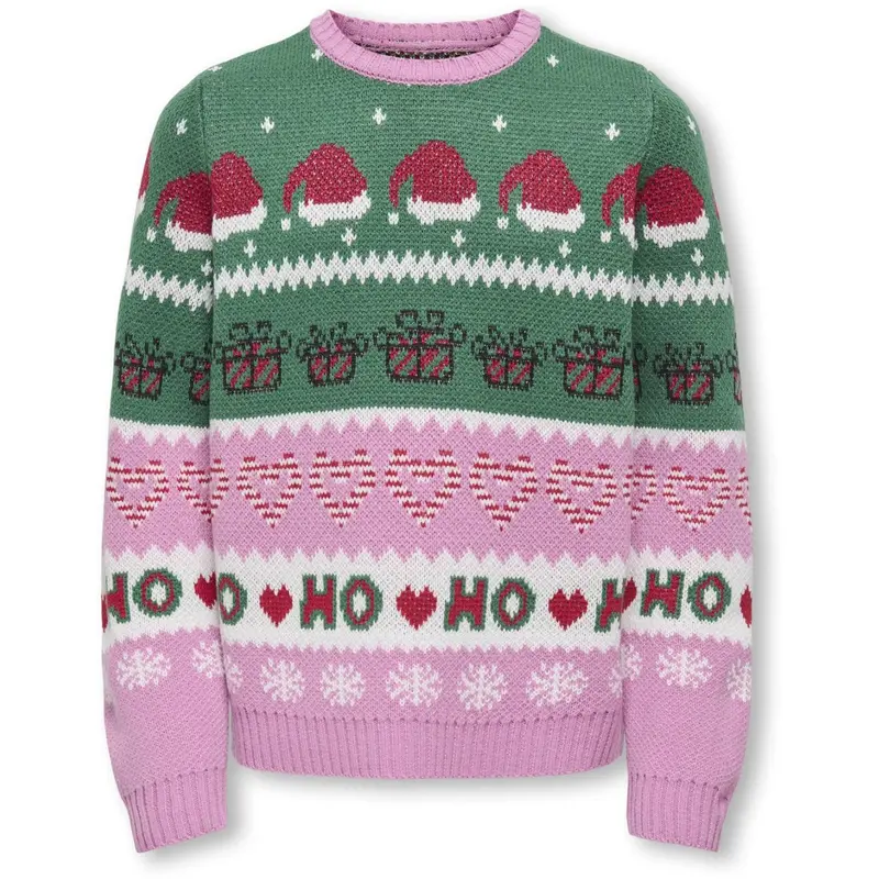 Kids Only Fuchsia Pink W. Green Jacket/Cd/Salsa/Black Koghoho Xmas Ls Pullover Knt 1