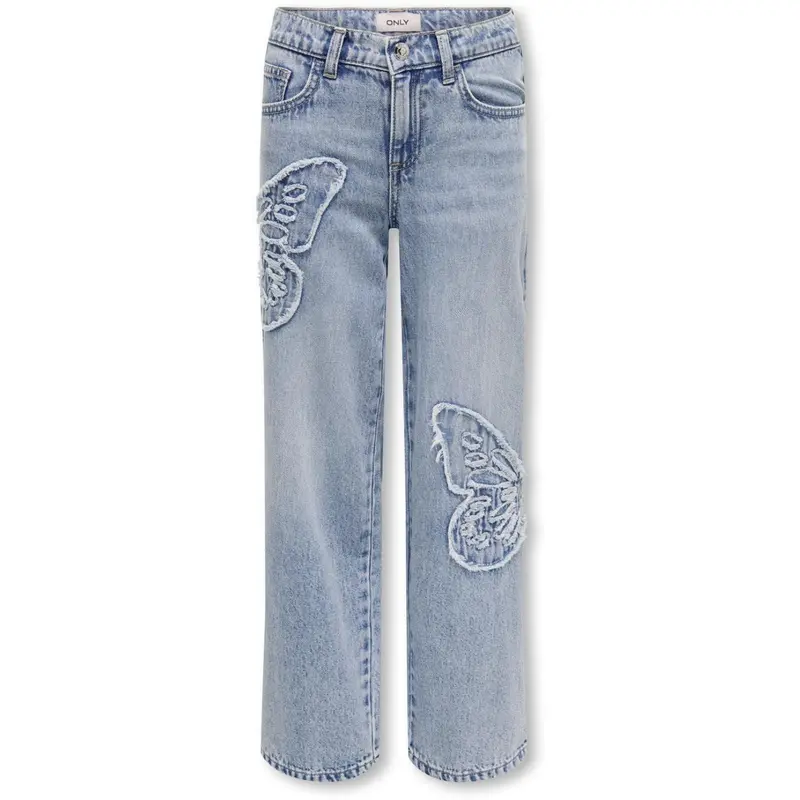 Kids Only Light Blue Denim Butterflies Jenna Butterfly Wide Jeans Denim 1