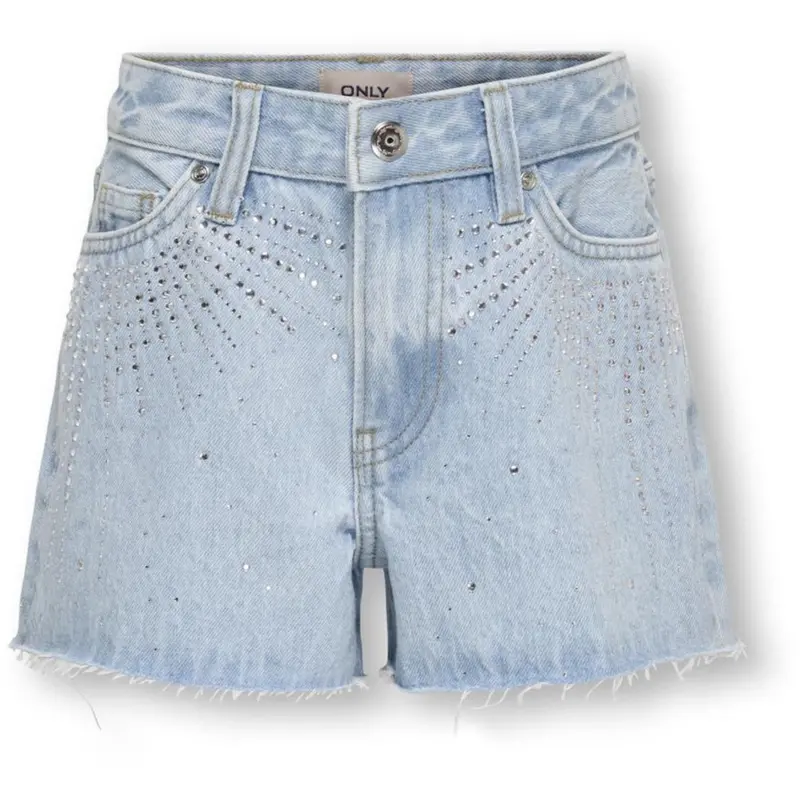 Kids Only Light Blue Denim Rhinestones Koggabi Hw Rw Rs Shorts Azg822 Dnm 1