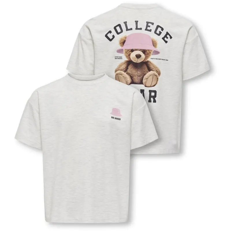 Kids Only Light Grey Melange Collage Kogbillie Ss Loose Teddy Top Jrs Noos 1
