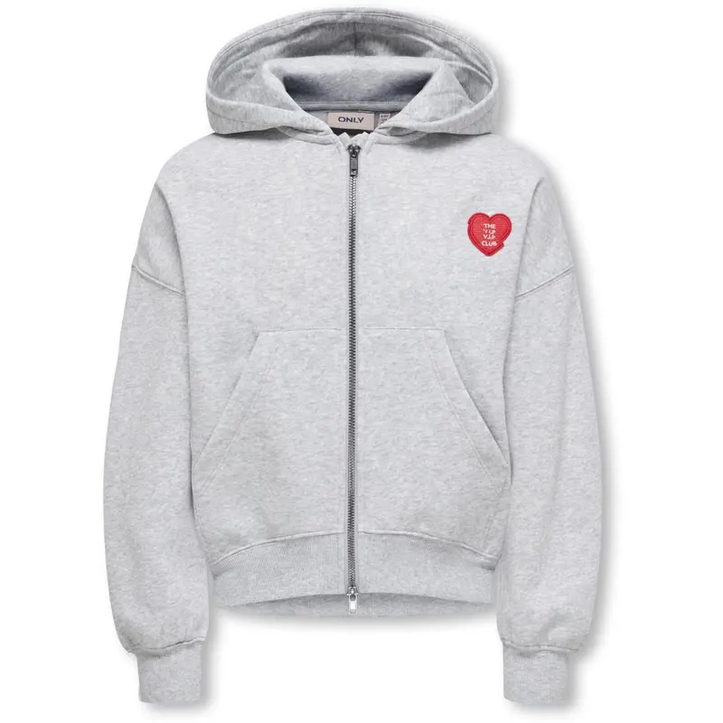 Kids Only Light Grey Melange Kogevisa L/S Zip Hood Ovs Swt 1