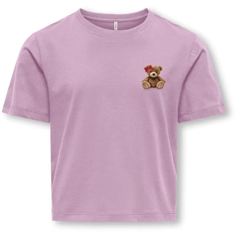 Kids Only Mauve Orchid Teddy Bow Kogrex S/S Printed Top Jrs 1