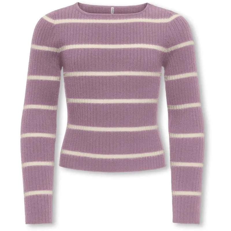 Kids Only Mauve Orchid Whitecap Gray Kogibi Ls Rib Boatneck Cp Knt 1