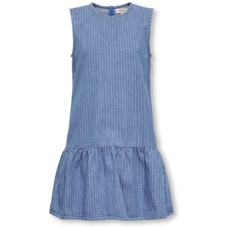 Kids Only Medium Blue Denim Stripes Kogyasmin S/L Dress Dnm Gua 1