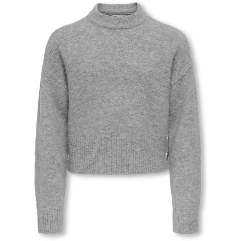 Kids Only Medium Grey Melange Kogrene Life Ls Button O-Neck Cp Knt 1