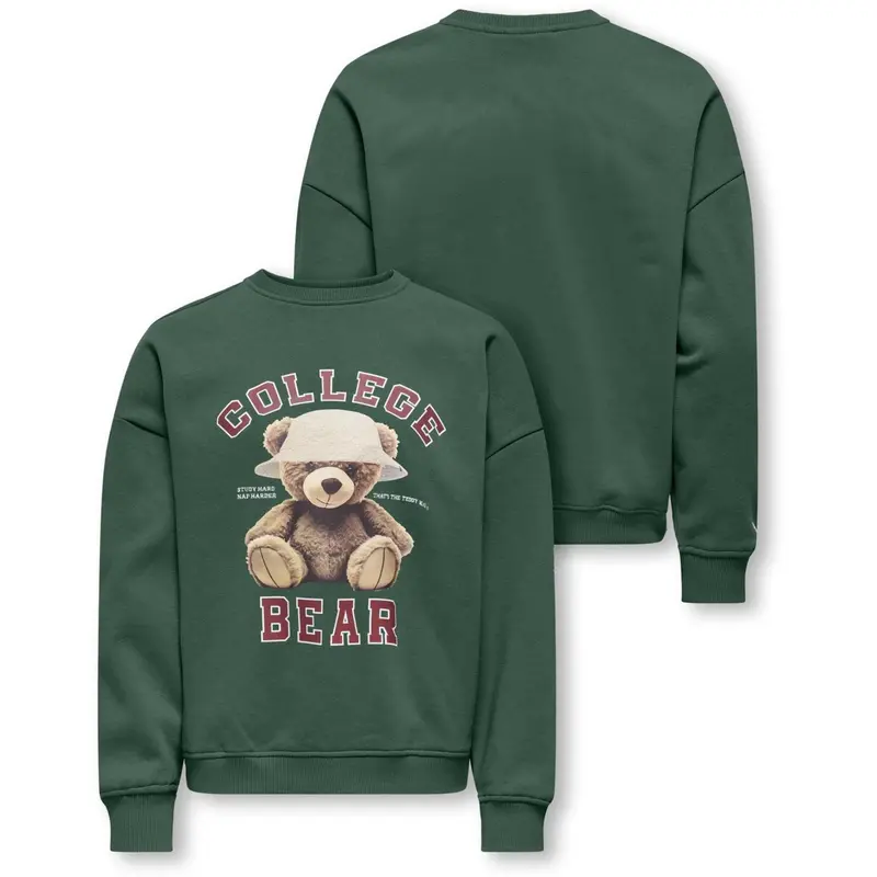 Kids Only Pineneedle Collage Kogbila L/S Ovz Bear O-Neck Swt Noos 1
