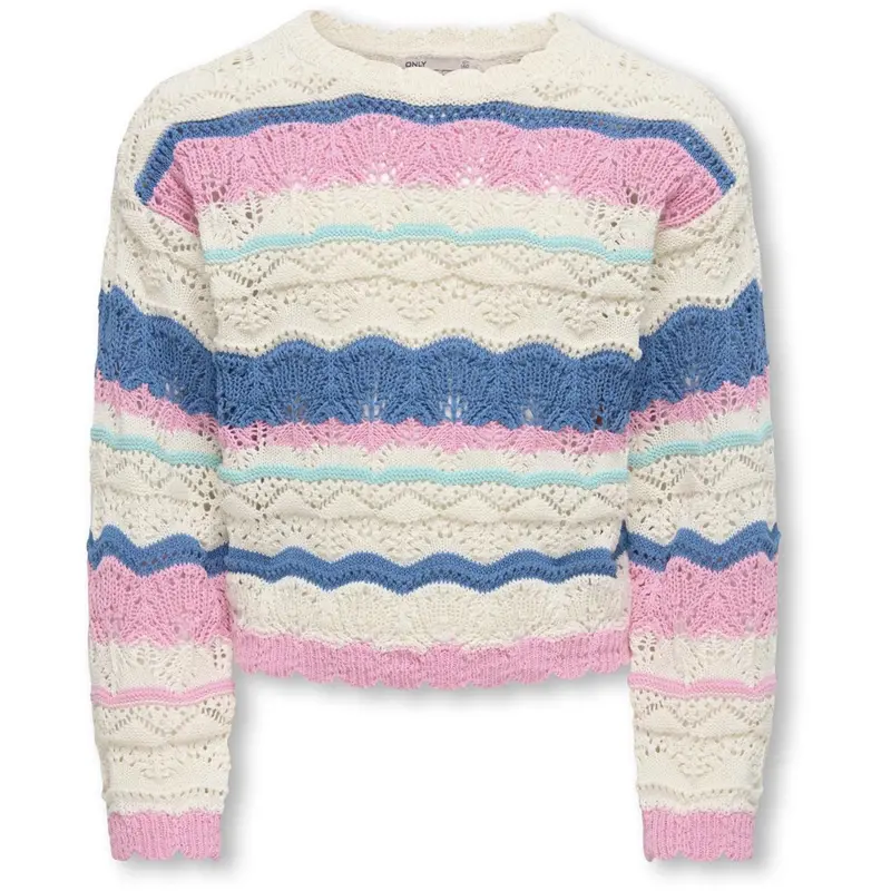 Kids Only Tofu Begonia Pink/Harbor Gray/Riviera Kogdonna Life Ls Pattern Pullover Knt 1