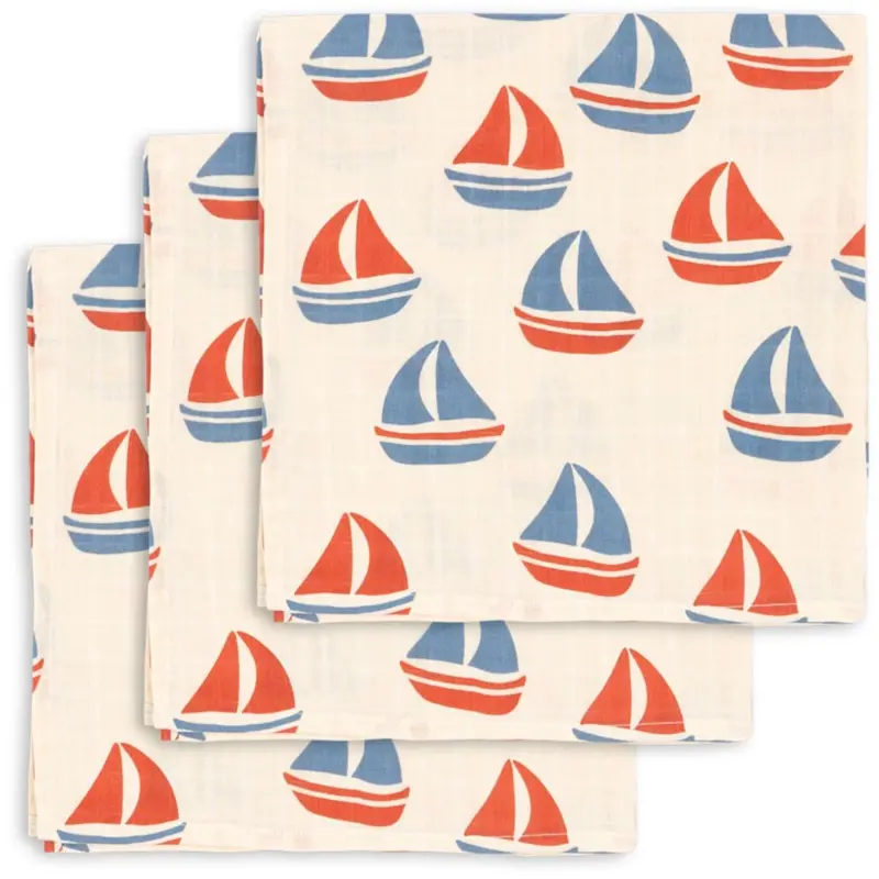Konges Sløjd Ahoy 3 Pack Muslin Cloth Gots 1