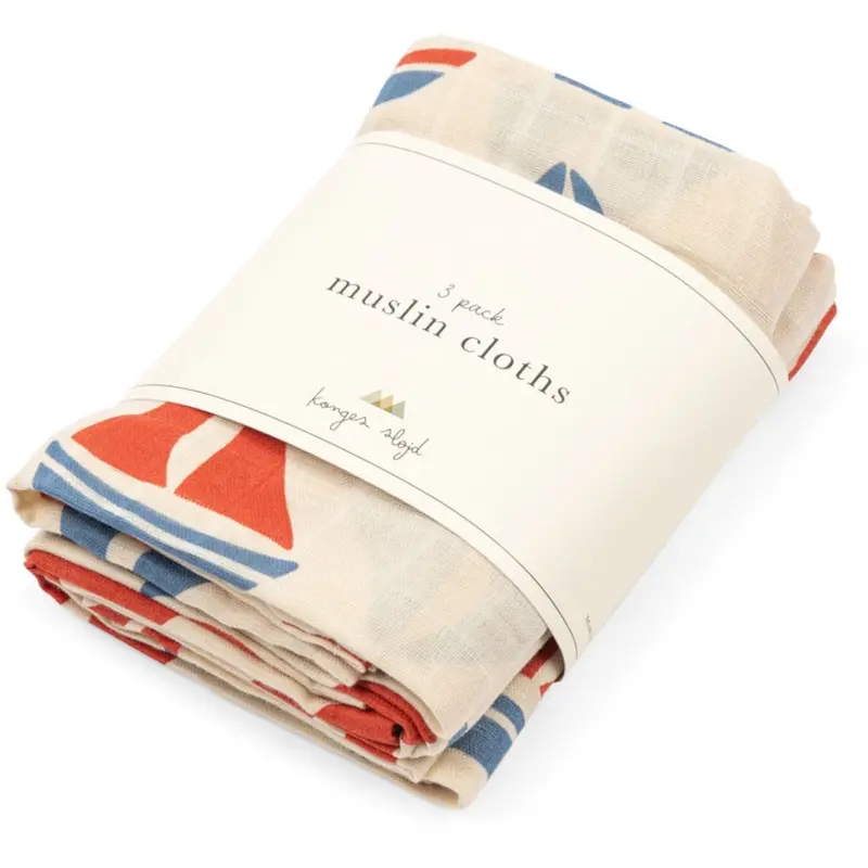 Konges Sløjd Ahoy 3 Pack Muslin Cloth Gots 2