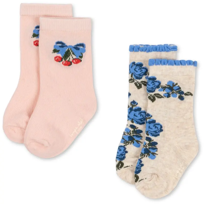 Konges Sløjd Amarena/Tramonto 2 Pack Flower And Cherry Jacquard Socks 1