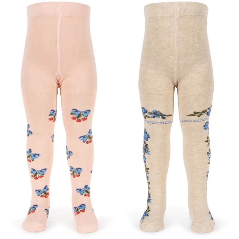 Konges Sløjd Amarena/Tramonto 2 Pack Flower And Cherry Jacquard Tights 1