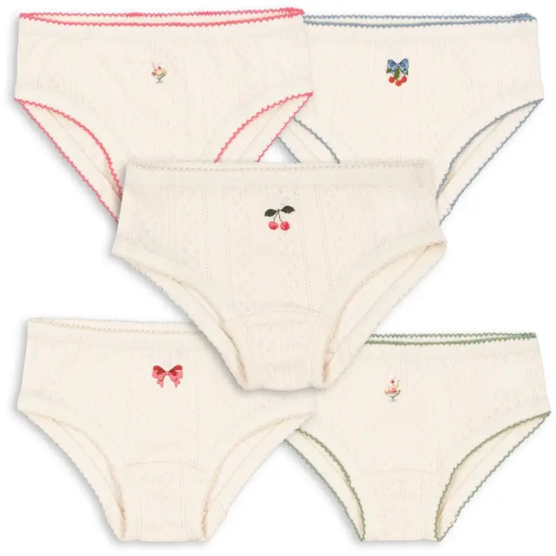 Konges Sløjd Antique White Minna 5 Pack Girl Underpants Gots 1