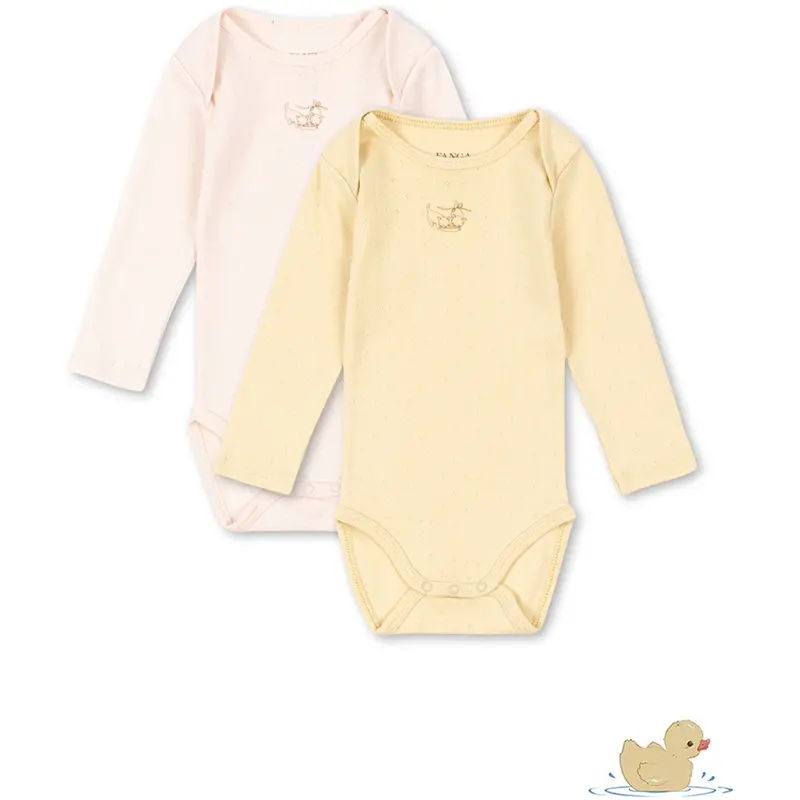Konges Sløjd Banana Crepe/Creole Pink Fanga Perla 2 Pack Ls Body Ocs 1