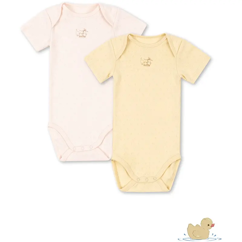 Konges Sløjd Banana Crepe/Creole Pink Fanga Perla 2 Pack Ss Body Ocs 1