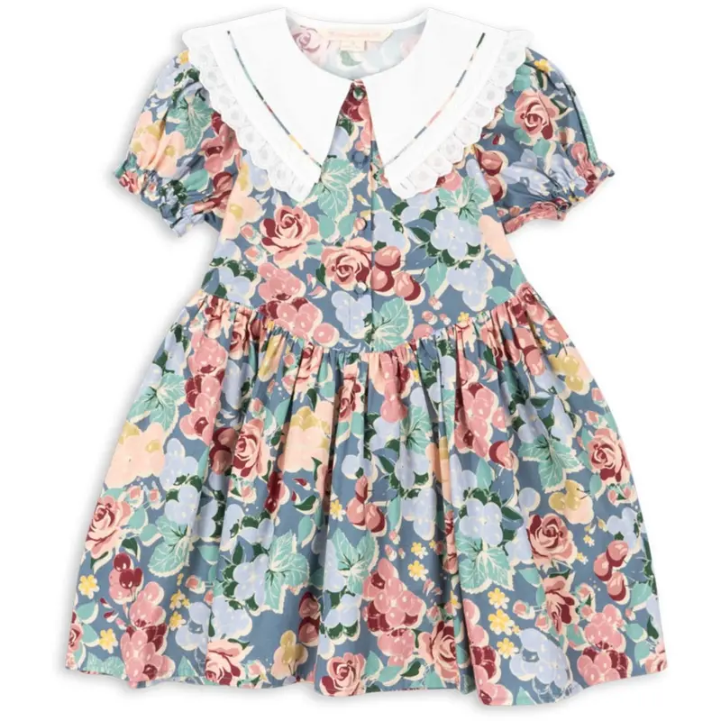 Konges Sløjd Bloomiegrape Blues Coeur Collar Dress Gots 1