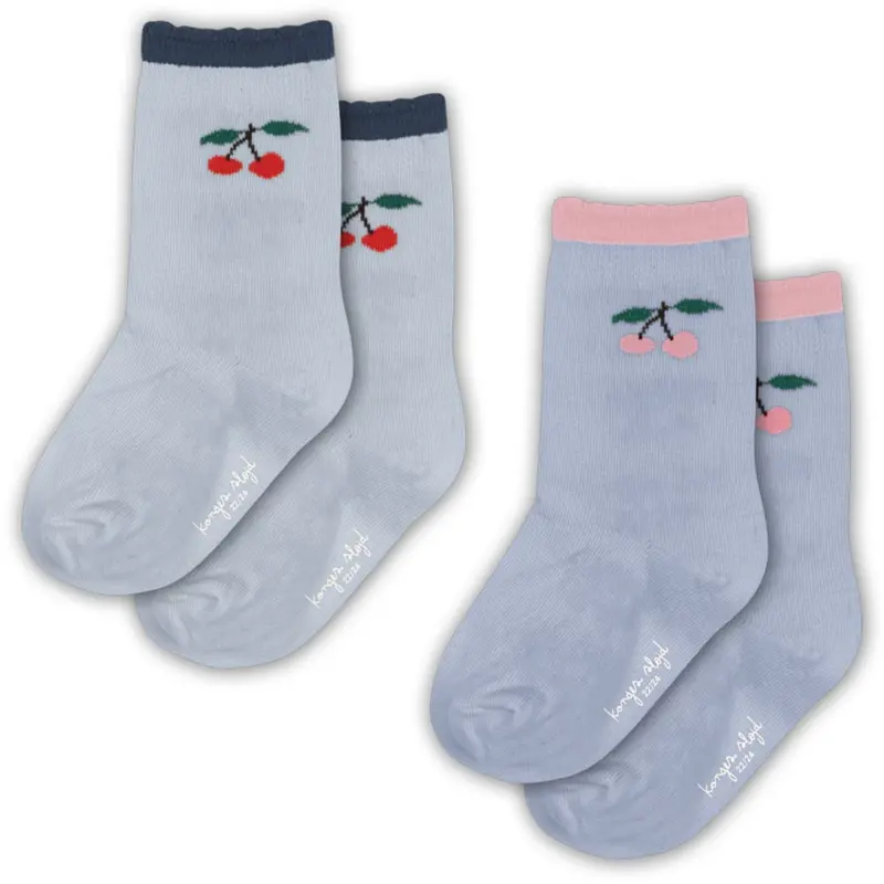 Konges Sløjd Blue Fog/Purple Impression 2 Pack Jaquard Frill Socks 1