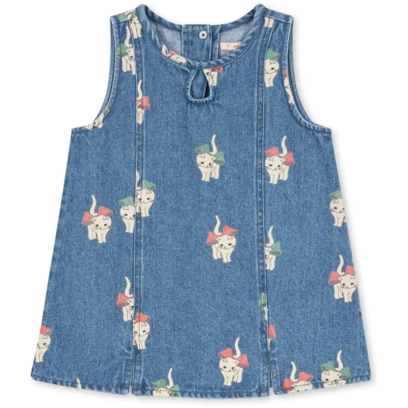 Konges Sløjd Bow Kitty Denim Magot Dress Gots 1