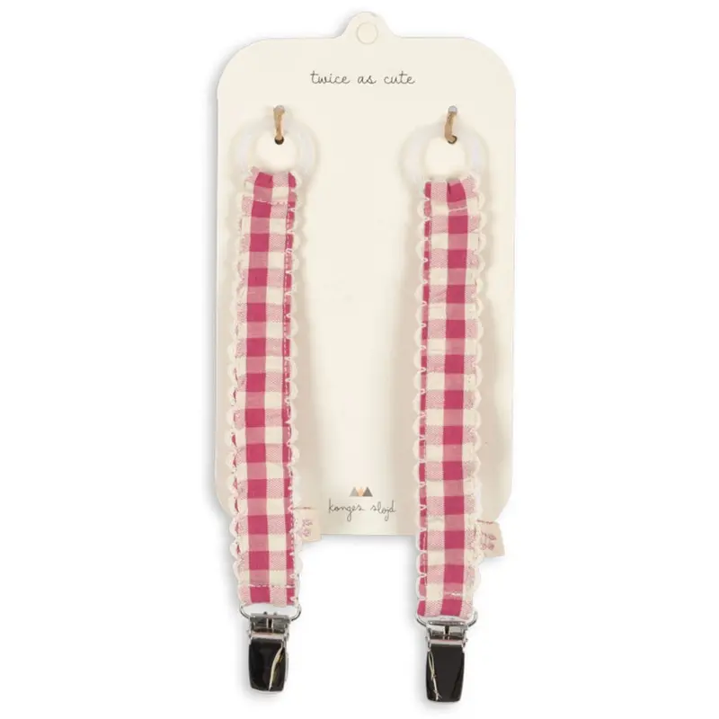 Konges Sløjd Bubblegum Check 2 Pack Pacifier Strap 1