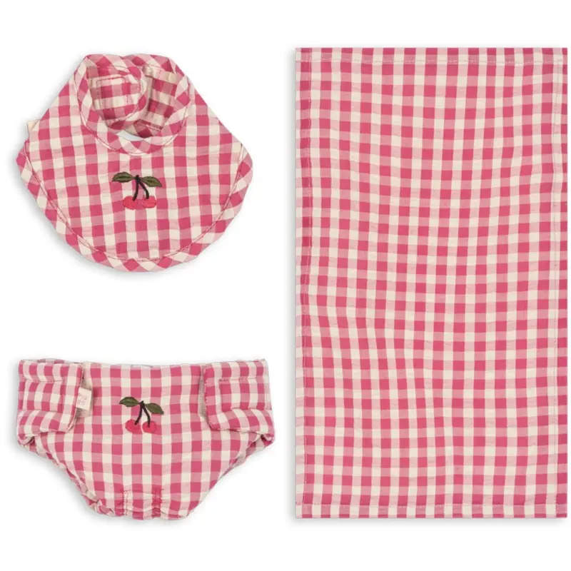 Konges Sløjd Bubblegum Check Doll Nursery Set 1