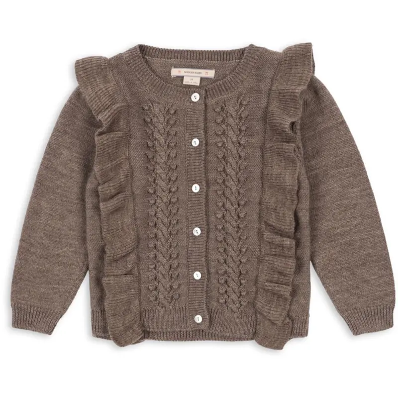 Konges Sløjd Bunny Brown Melange Fiol Frill Cardigan 1