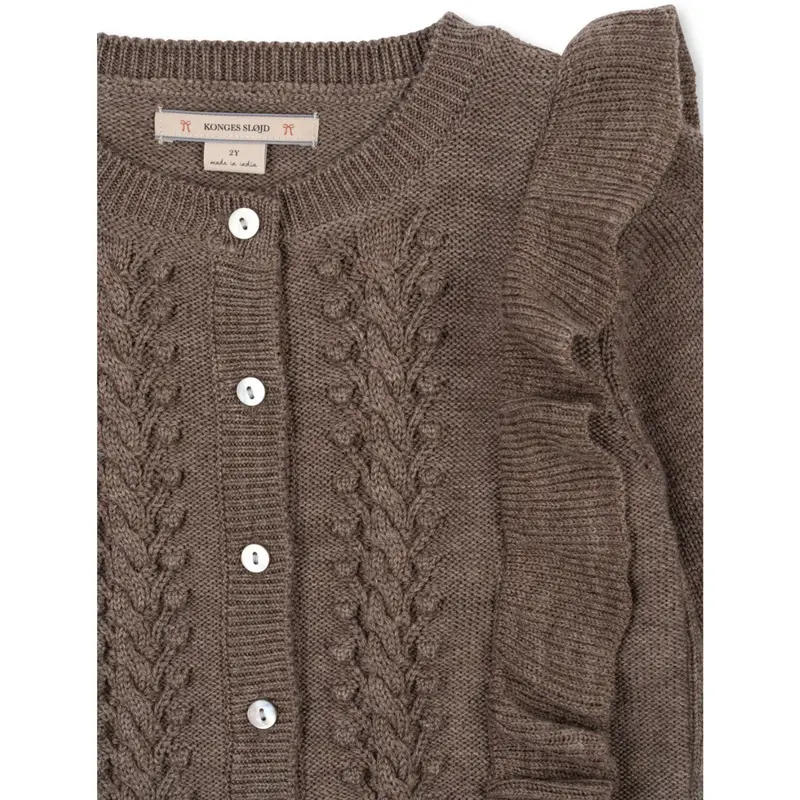Konges Sløjd Bunny Brown Melange Fiol Frill Cardigan 3